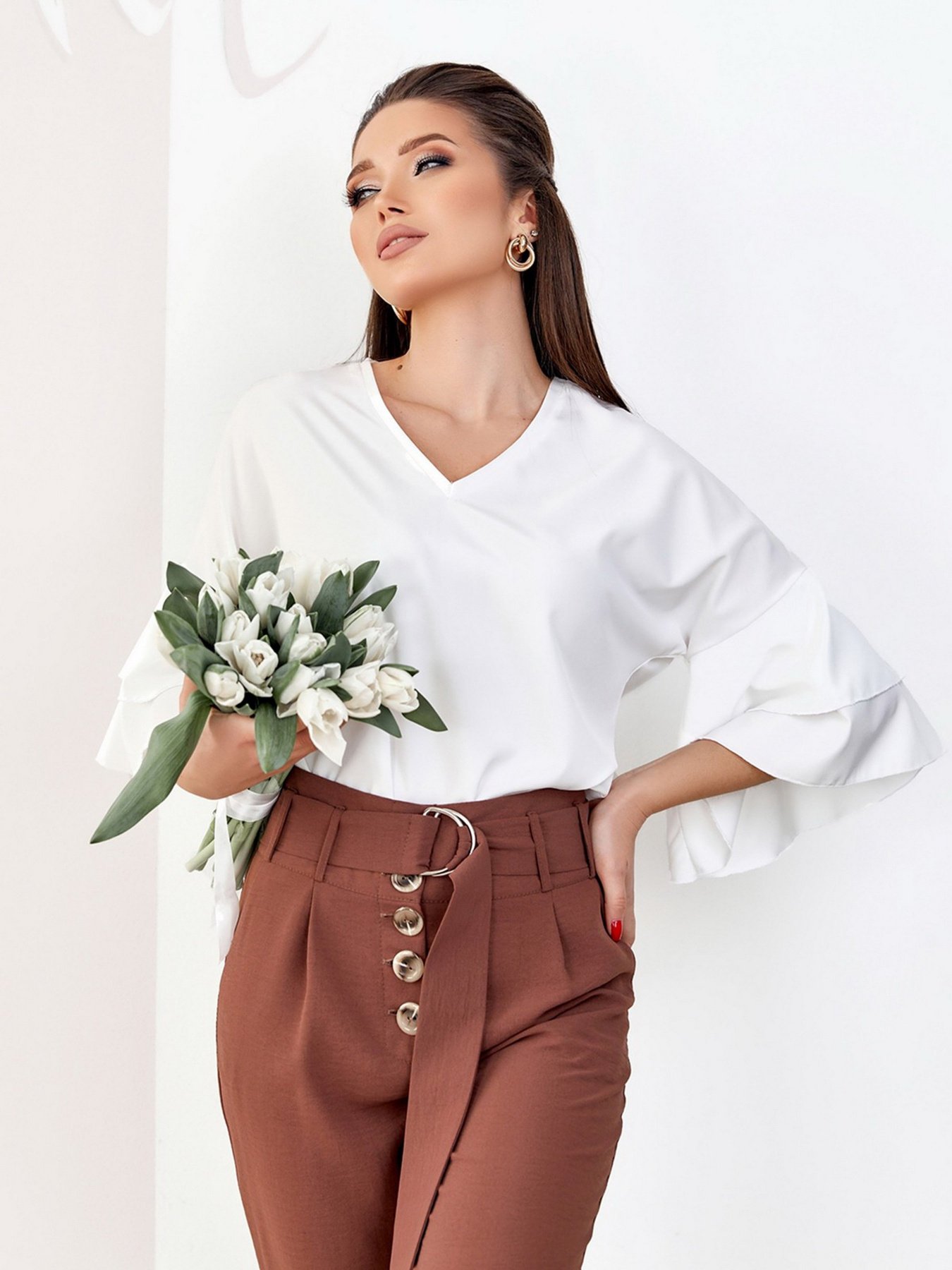 Блуза ISSA Plus модель SA-153_молочный Фото