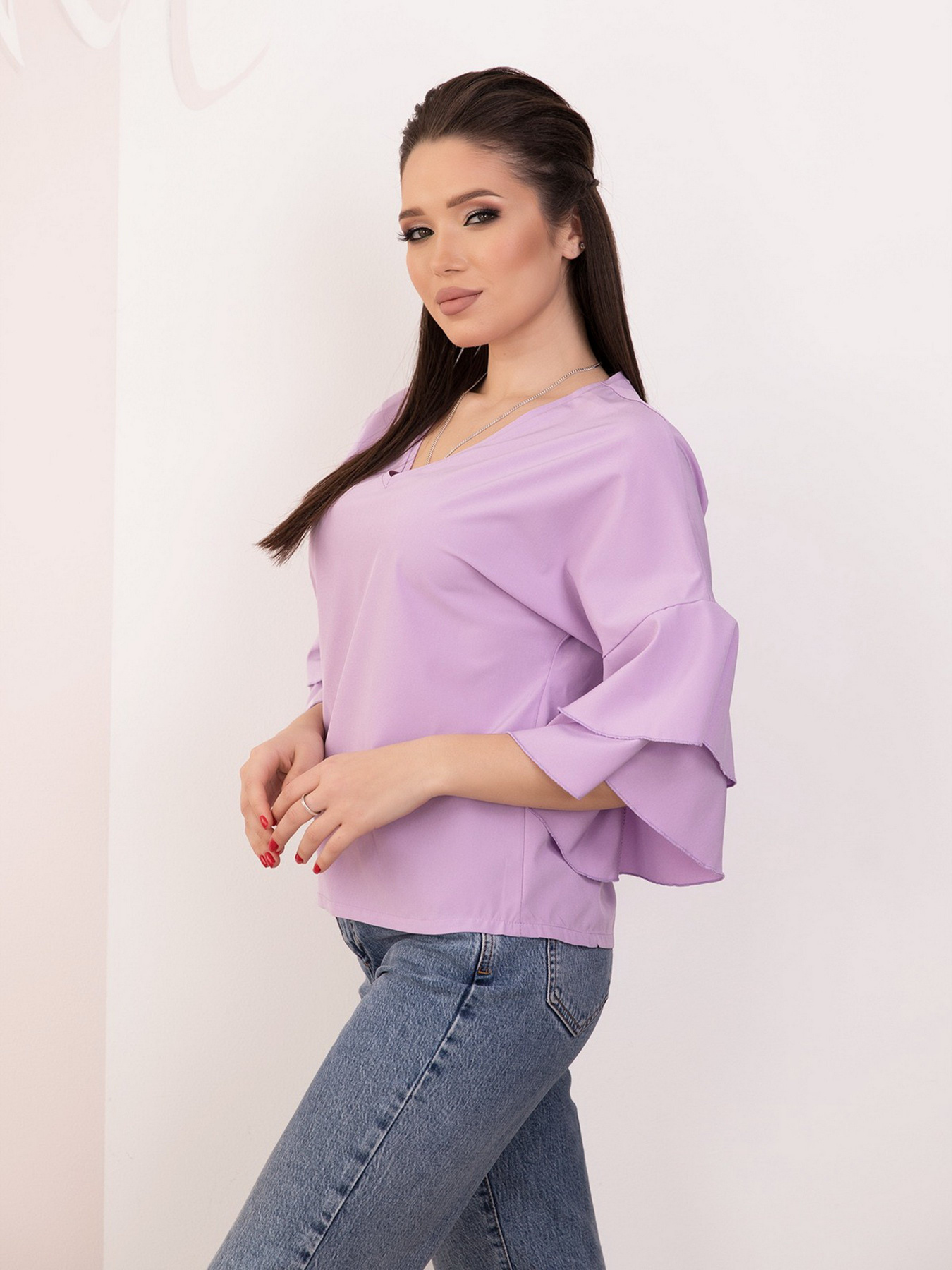 Блуза ISSA Plus модель SA-153_сиреневый Фото