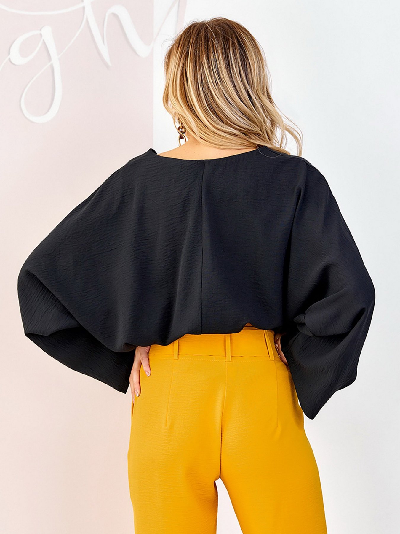 Блуза ISSA Plus модель SA-176_черный Блуза ISSA Plus модель SA-176_черный Фото