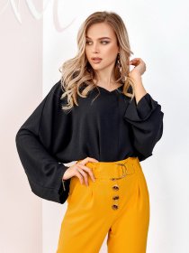 Блуза ISSA Plus модель SA-176_черный Блуза ISSA Plus модель SA-176_черный Фото