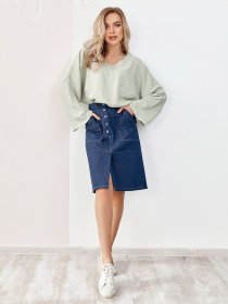 Спідниці ISSA Plus модель SA-177_синий Фото