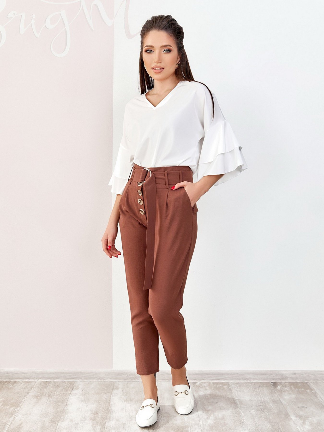 Повсякденні штани ISSA Plus модель SA-178_коричневый Фото