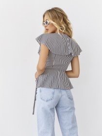 Блуза ISSA Plus модель SA-12046i_черный/белый Блуза ISSA Plus модель SA-12046i_черный/белый Фото