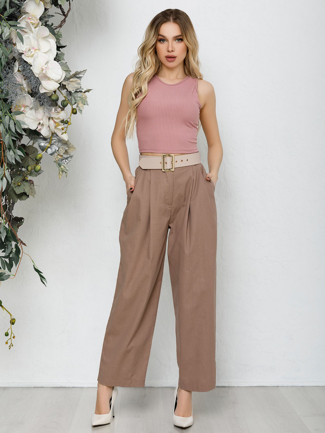 Брюки повседневные ISSA Plus модель 12593_коричневый Фото