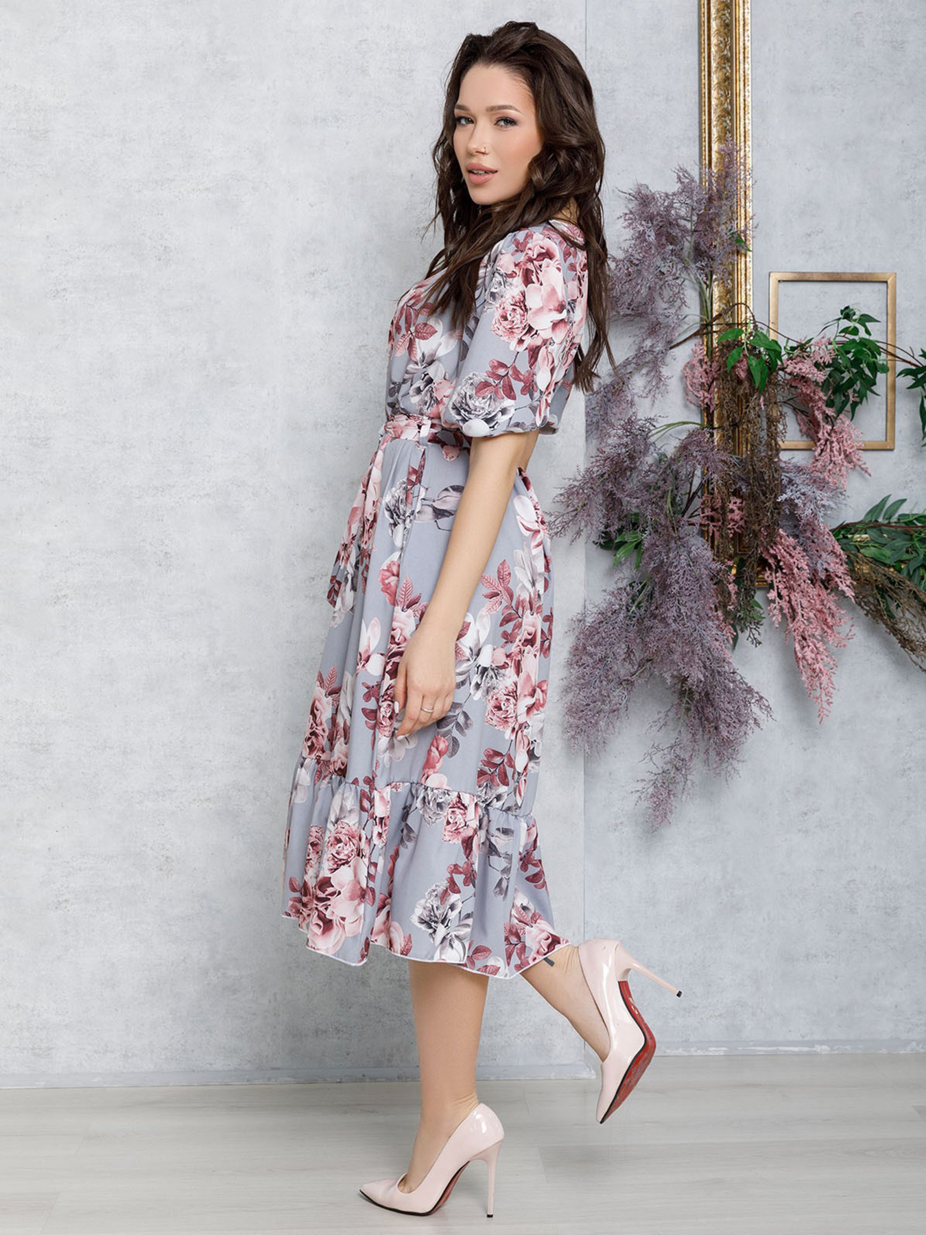 Платье мини ISSA Plus модель 12585_серый Фото