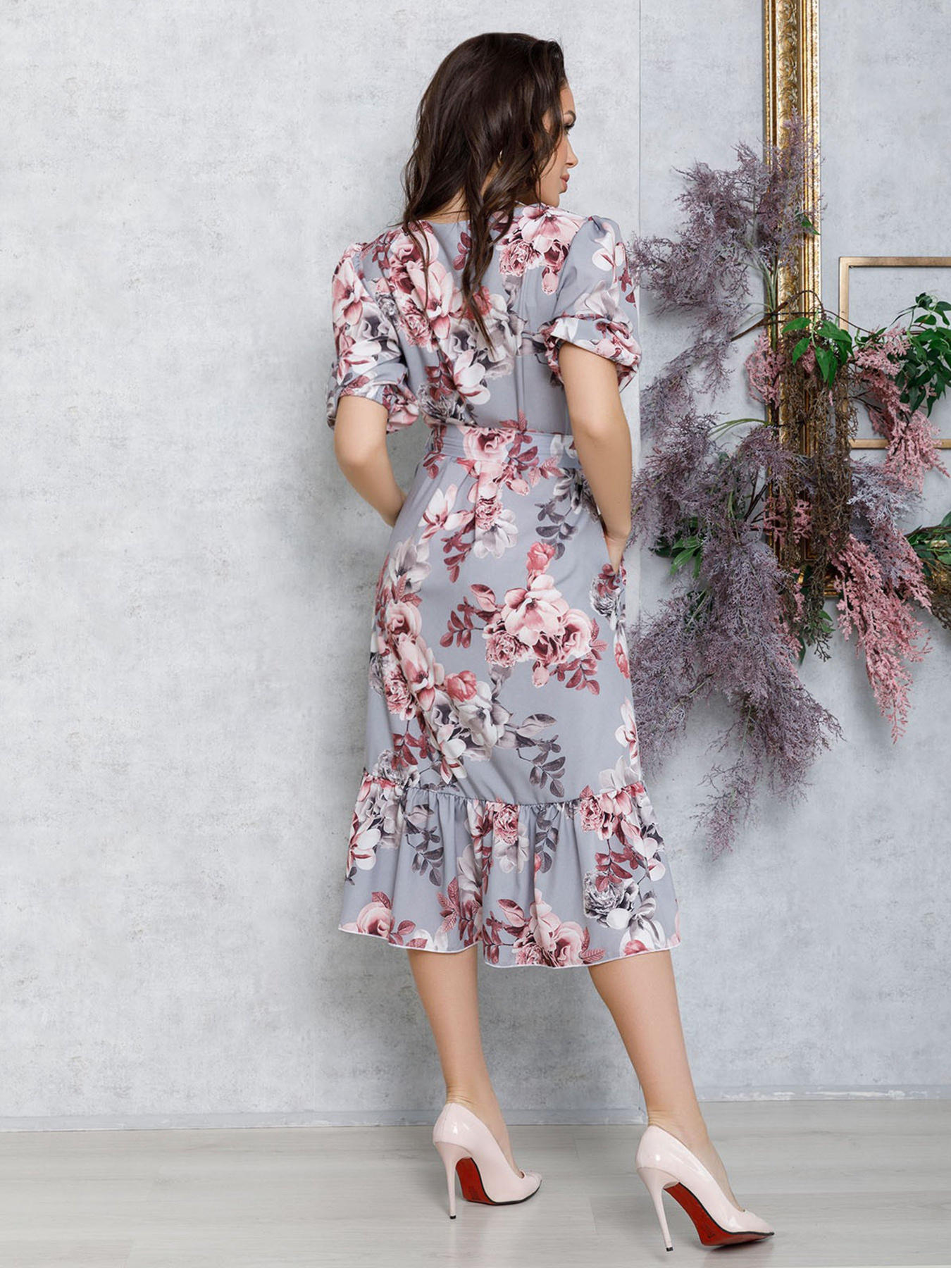 Платье мини ISSA Plus модель 12585_серый Фото