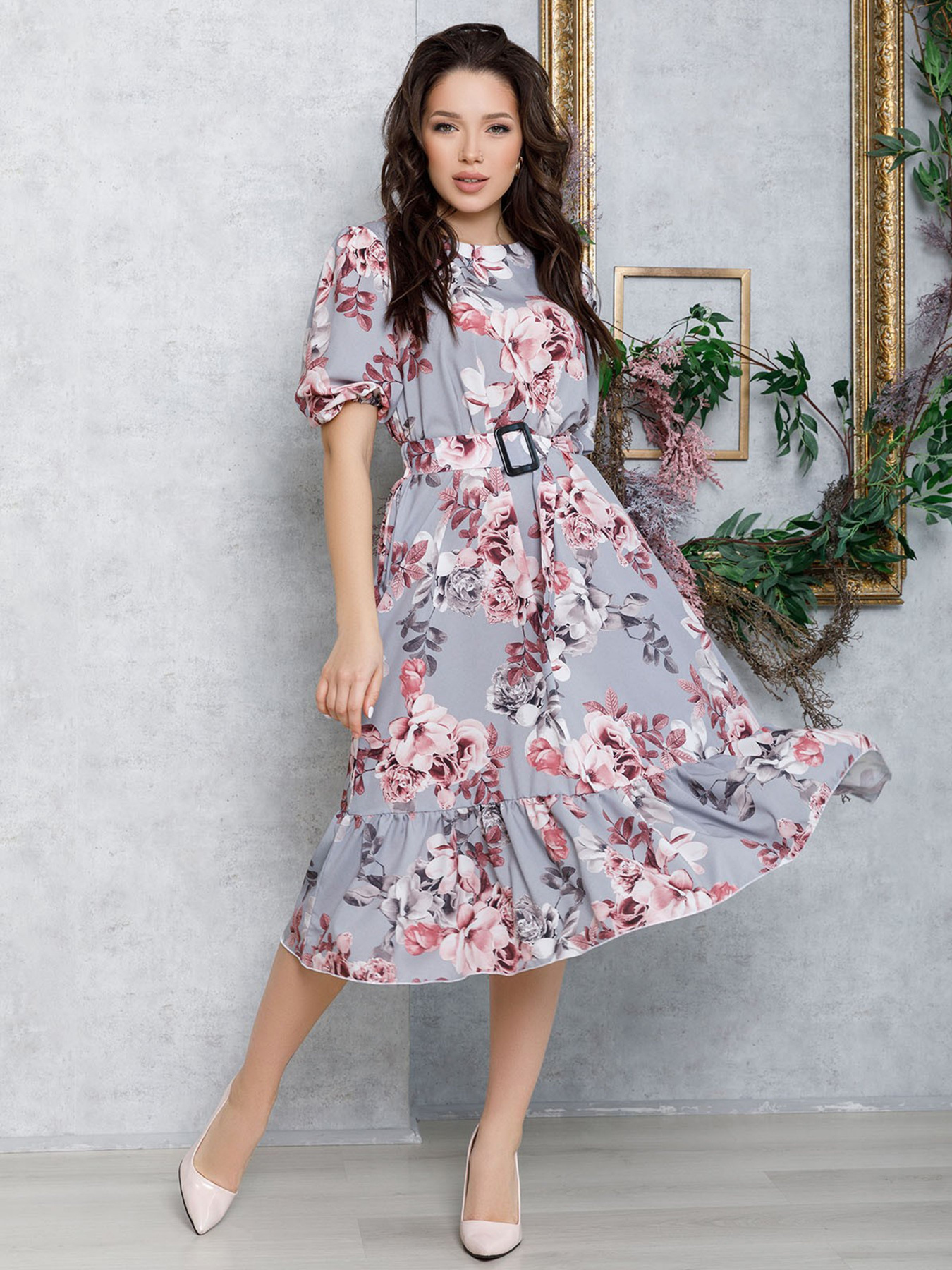 Платье мини ISSA Plus модель 12585_серый Фото