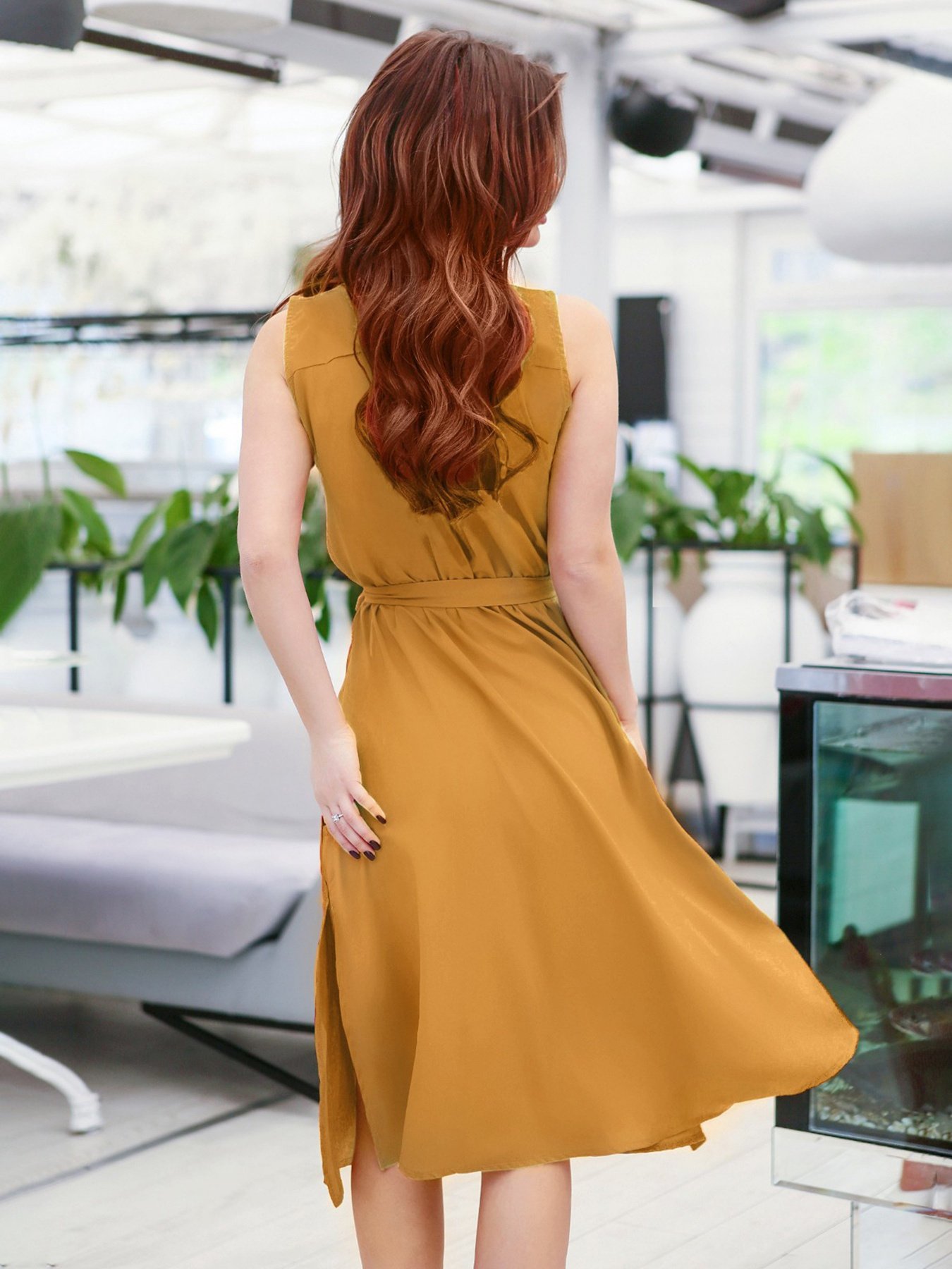 Платья ISSA Plus модель 11626_горчичный Фото