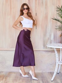 Юбки ISSA Plus модель 11931_бордовый Фото