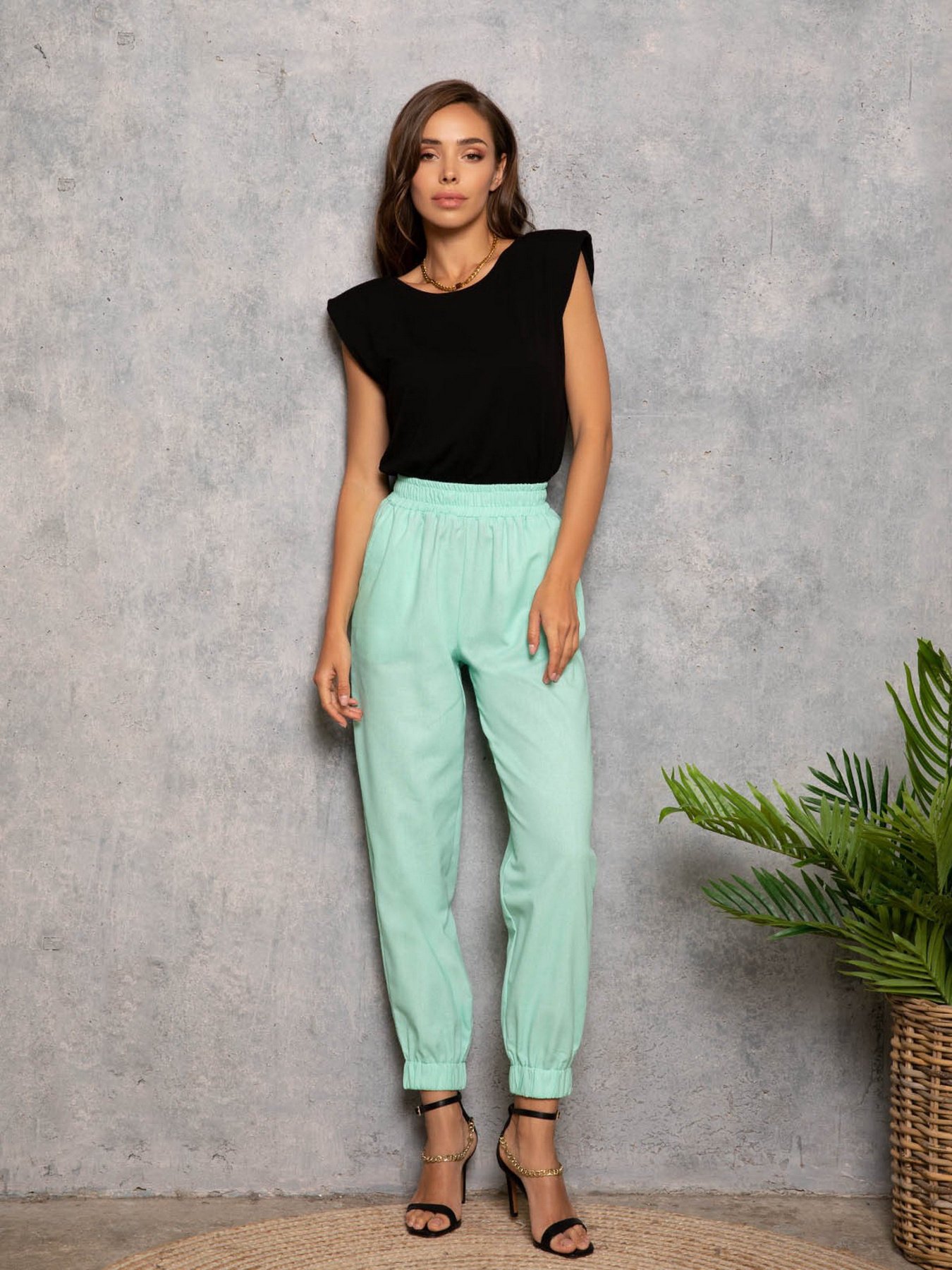 Повседневные штаны ISSA Plus модель 12741_мятный Повседневные штаны ISSA Plus модель 12741_мятный Фото