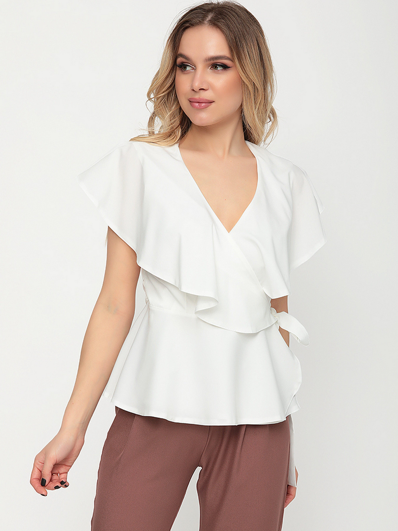 Блуза ISSA Plus модель SA-12045i_молочный Фото