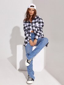 Рубашка ISSA Plus модель 13043_черный/белый Фото