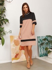 Платья ISSA Plus модель SA-11_черный/бежевый Фото