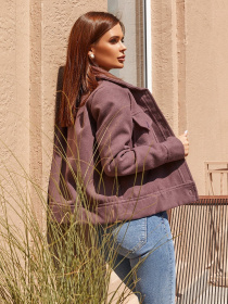 Демісезонна куртка ISSA Plus модель SA-111_темно-сиреневый Фото