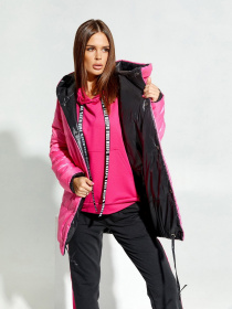 Зимняя куртка ISSA Plus модель SA-31_черный/малиновый Фото