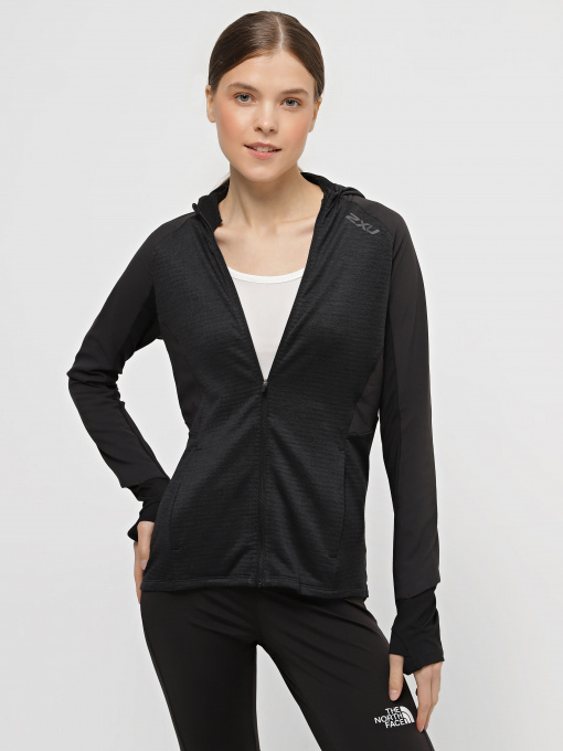 Кофта спортивная 2XU Ignition Shield Hooded Mid-Layer модель WR6833a-BLK/BRF Фото