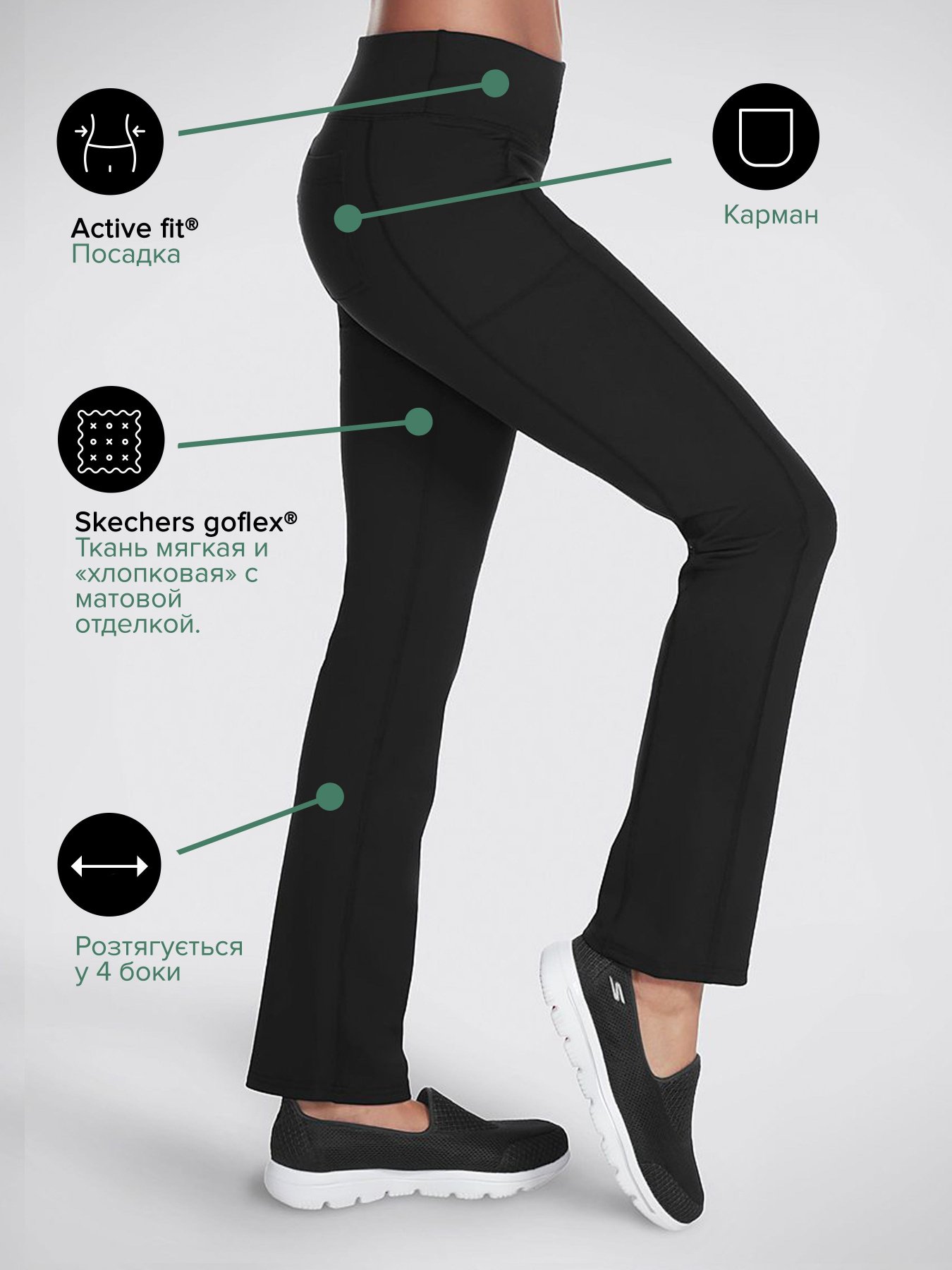 Штаны спортивные Skechers Go Walk Go Flex 4 Pocket Boot Cut модель W03PT20B BLK Фото