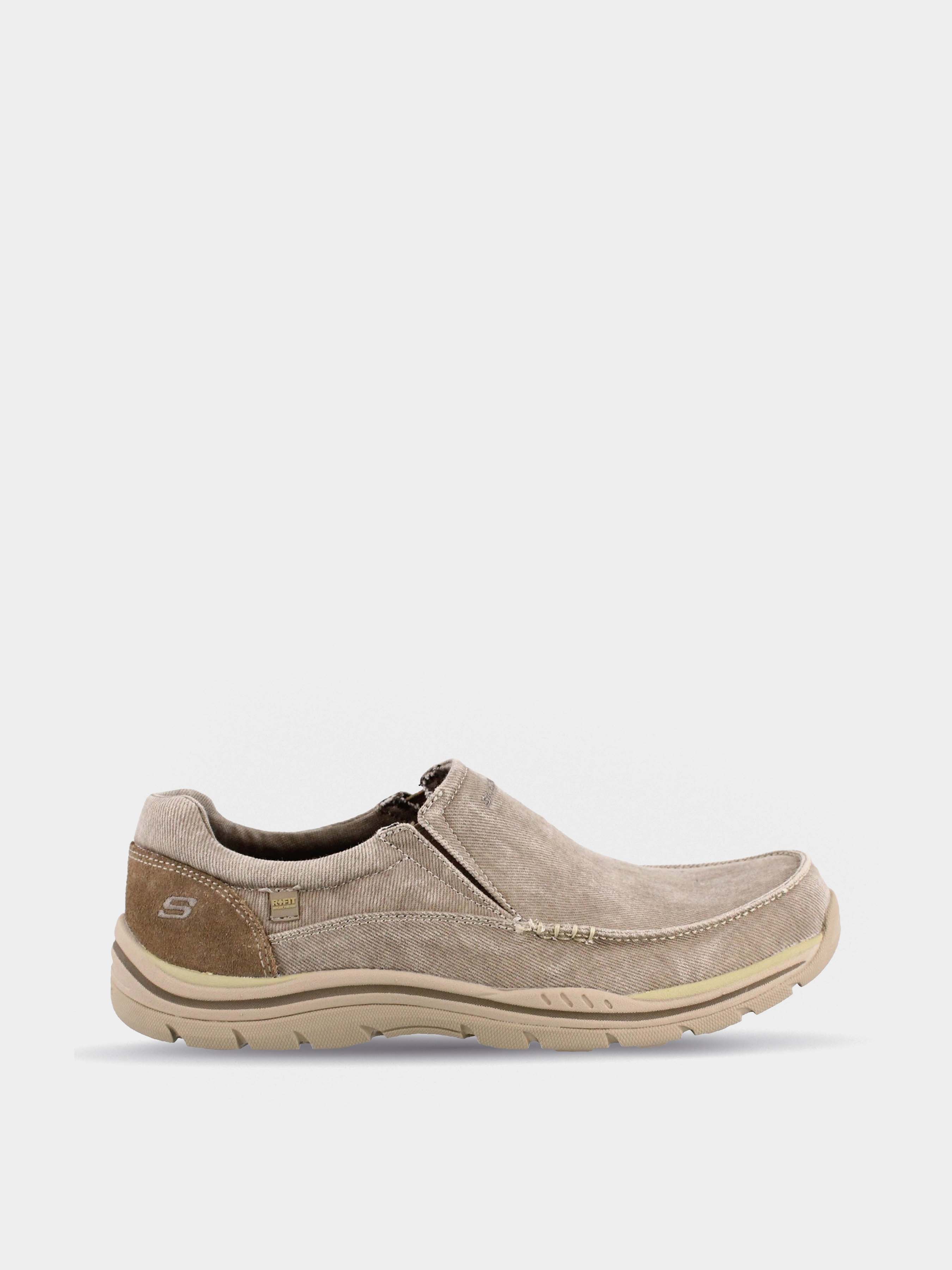 Чоловічі Мокасини Skechers EXPECTED (KM3606) колір тауп, матеріал шкіра/текстиль
