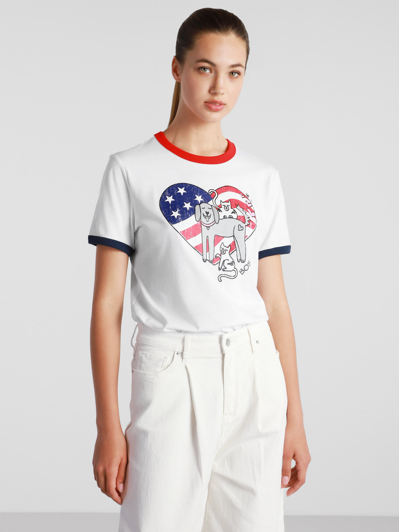 Футболка Skechers BOBS Flag Heart Ringer модель BW2TS2 WHT Фото