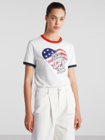 Футболка Skechers BOBS Flag Heart Ringer модель BW2TS2 WHT Футболка Skechers BOBS Flag Heart Ringer модель BW2TS2 WHT Фото