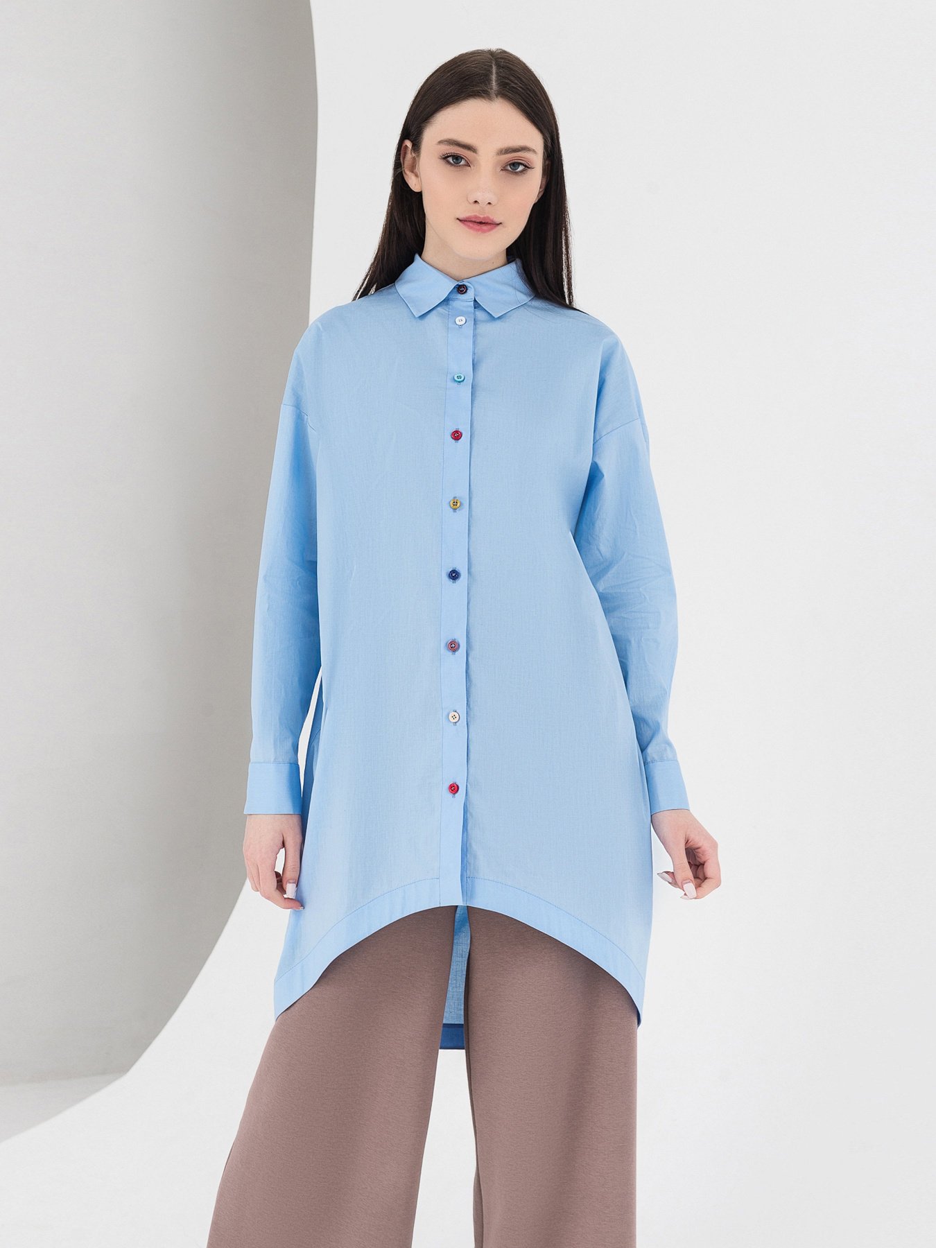 Блуза с длинным руквом VOVK модель 07590 небесний Фото