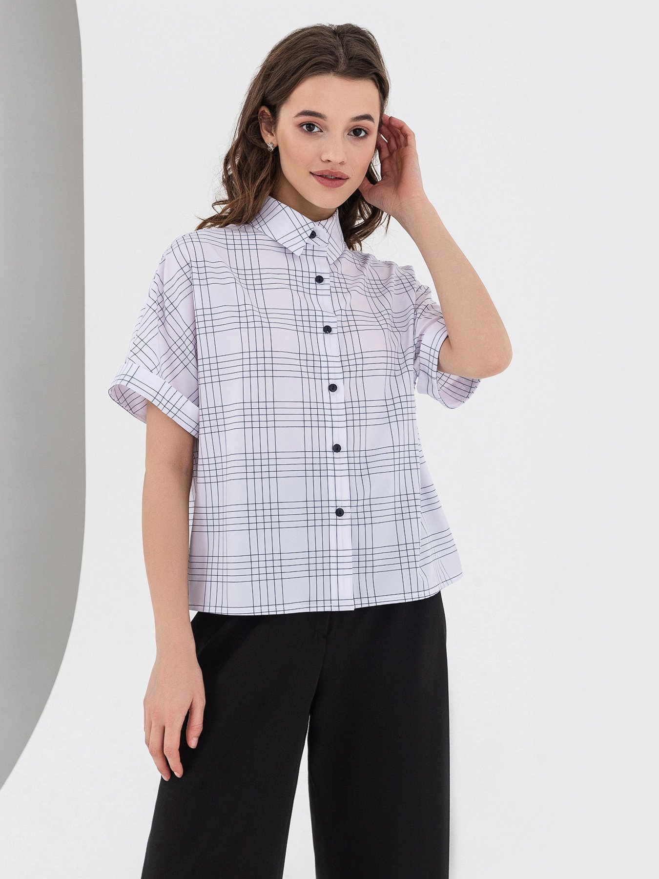 Блуза с коротким рукавом VOVK модель 05823 клітинка Фото