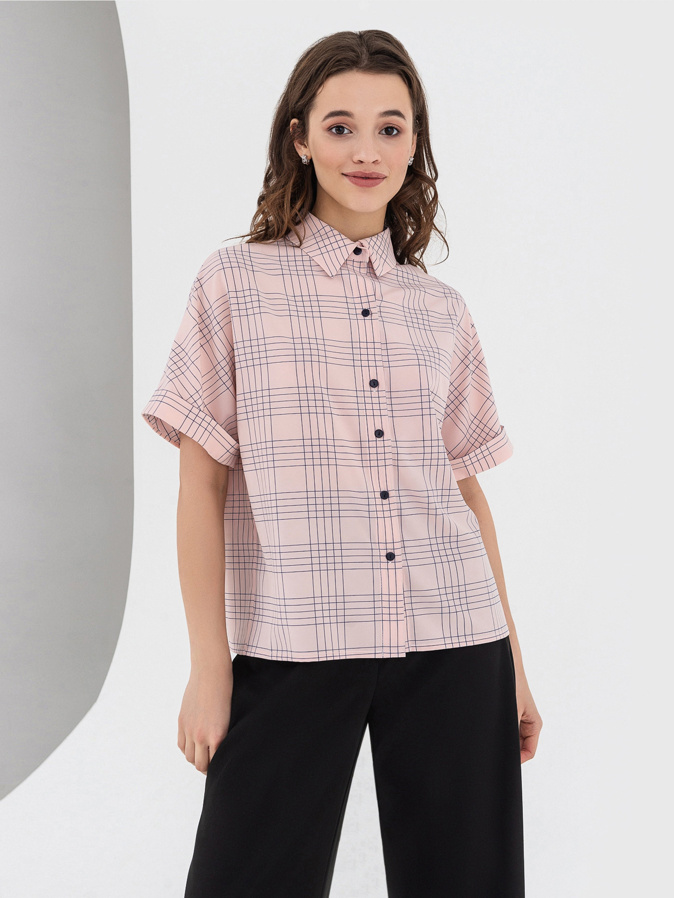 Блуза с коротким рукавом VOVK модель 05822 клітинка Фото