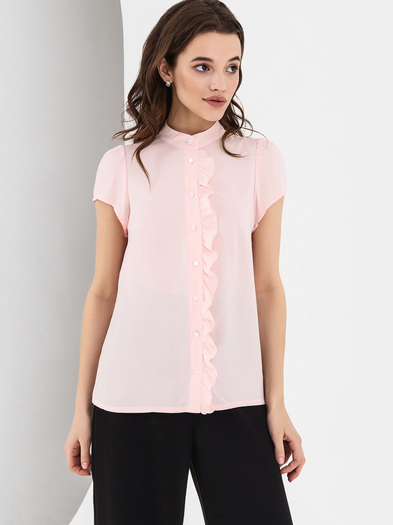 Блуза с коротким рукавом VOVK модель 07483 пудровий Фото