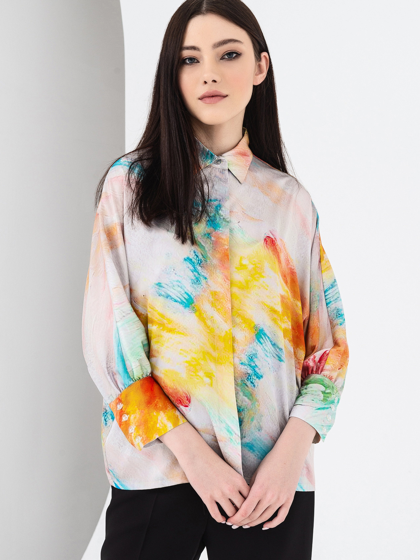 Блуза с длинным руквом VOVK модель 08119 акварель Фото