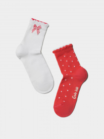 Набір шкарпеток Conte Kids модель 7С-90СП,7С-100СП 705 біл-черв Набір шкарпеток Conte Kids модель 7С-90СП,7С-100СП 705 біл-черв Фото