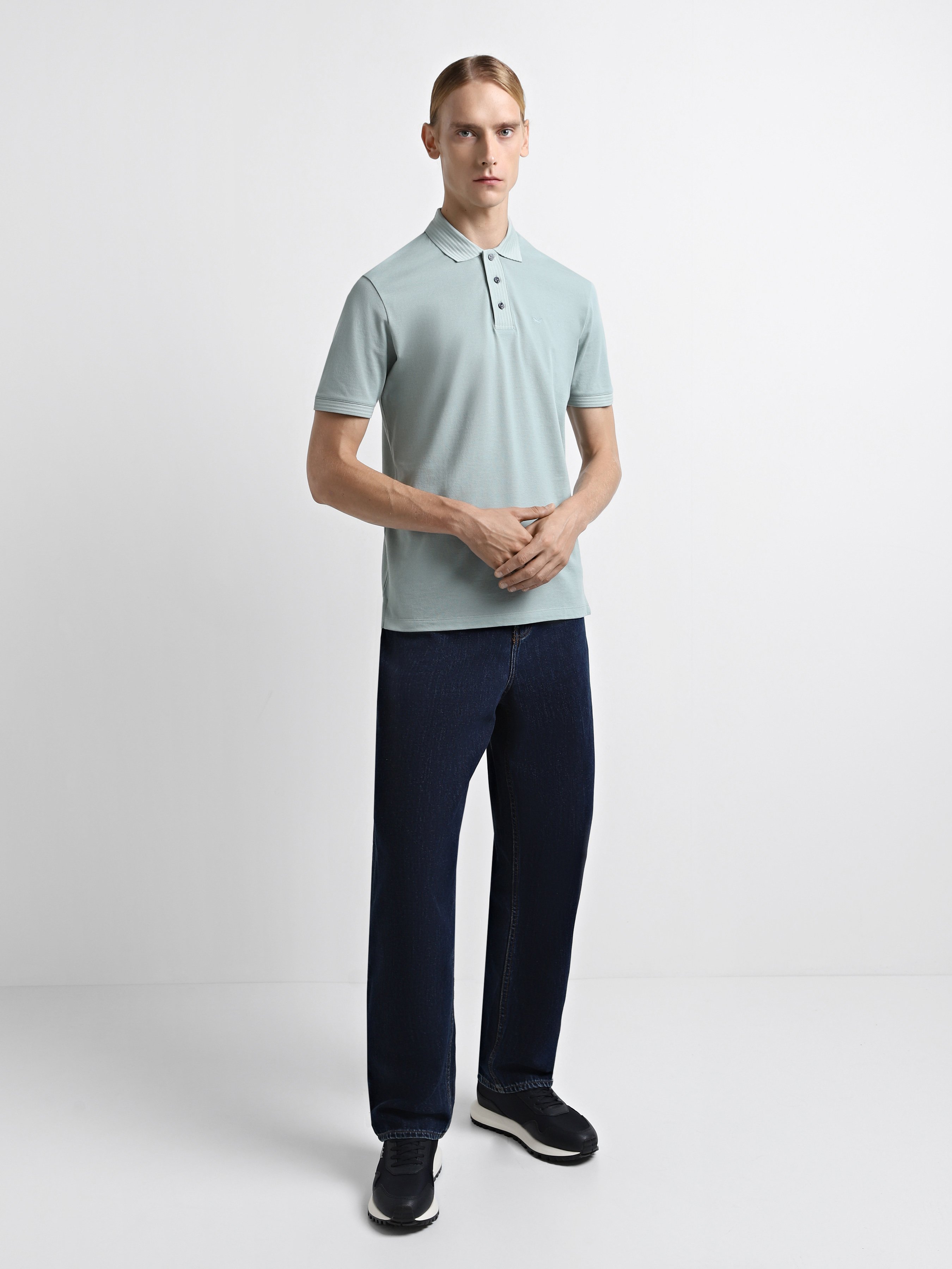 Бавовняне Чоловіче Поло Emporio Armani  (5O2893) колір сірий Emporio Armani - купити в Україні