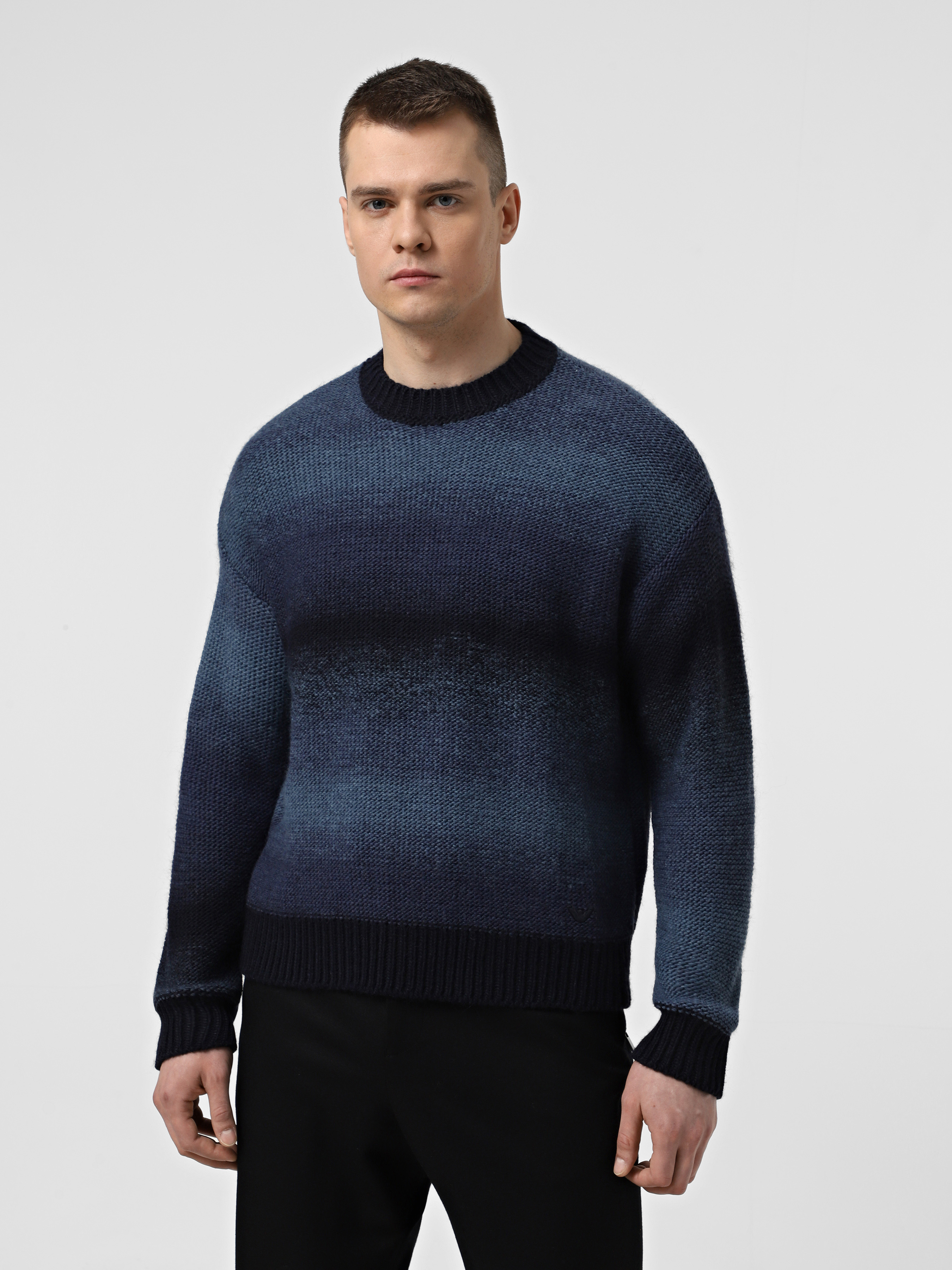 Чоловічий Джемпер Emporio Armani  (5O3097) колір синій, матеріал акрил/вовна
