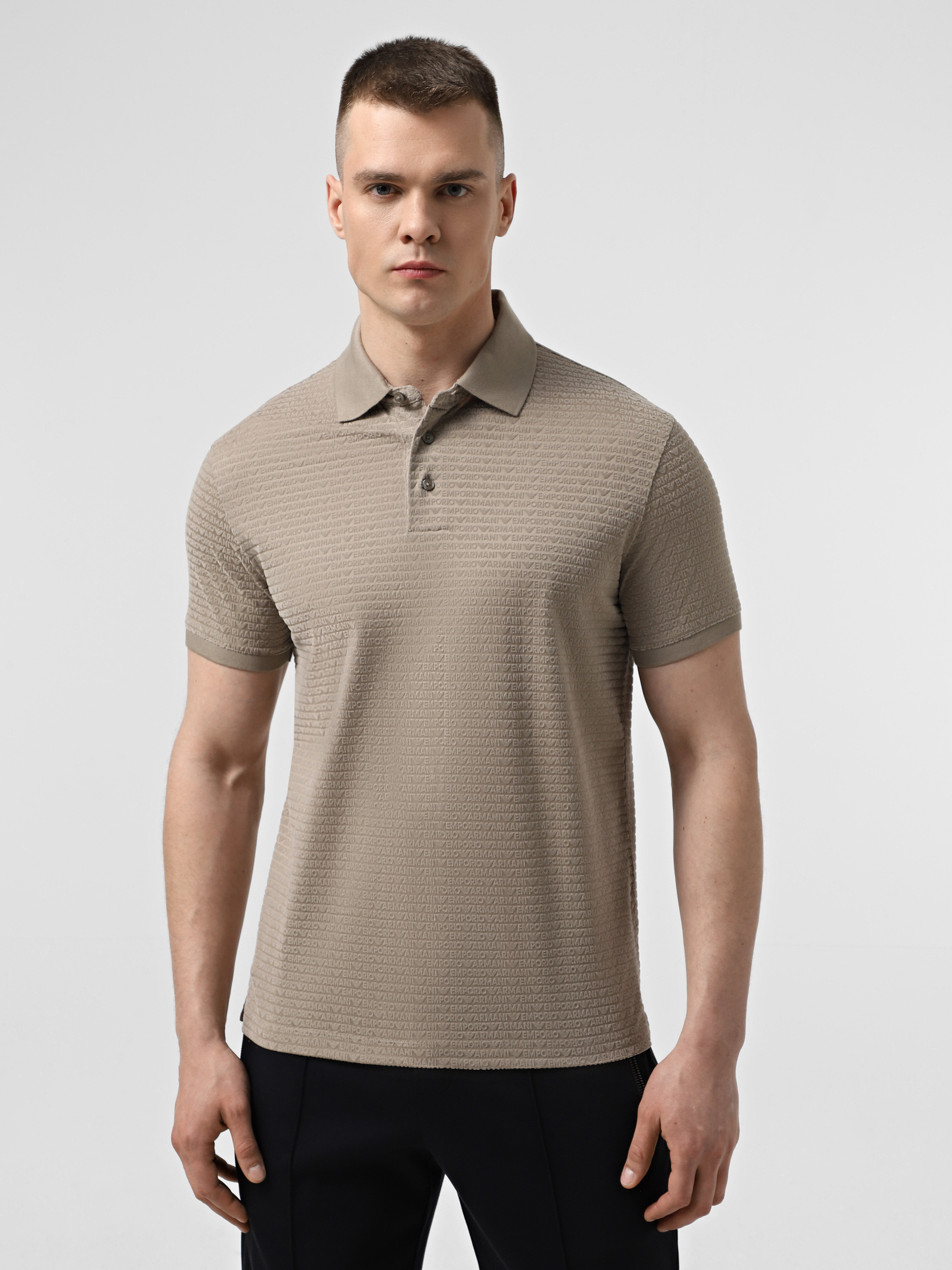 Чоловіче Поло Emporio Armani  (5O3232) колір бежевий, матеріал ліоцел/бавовна