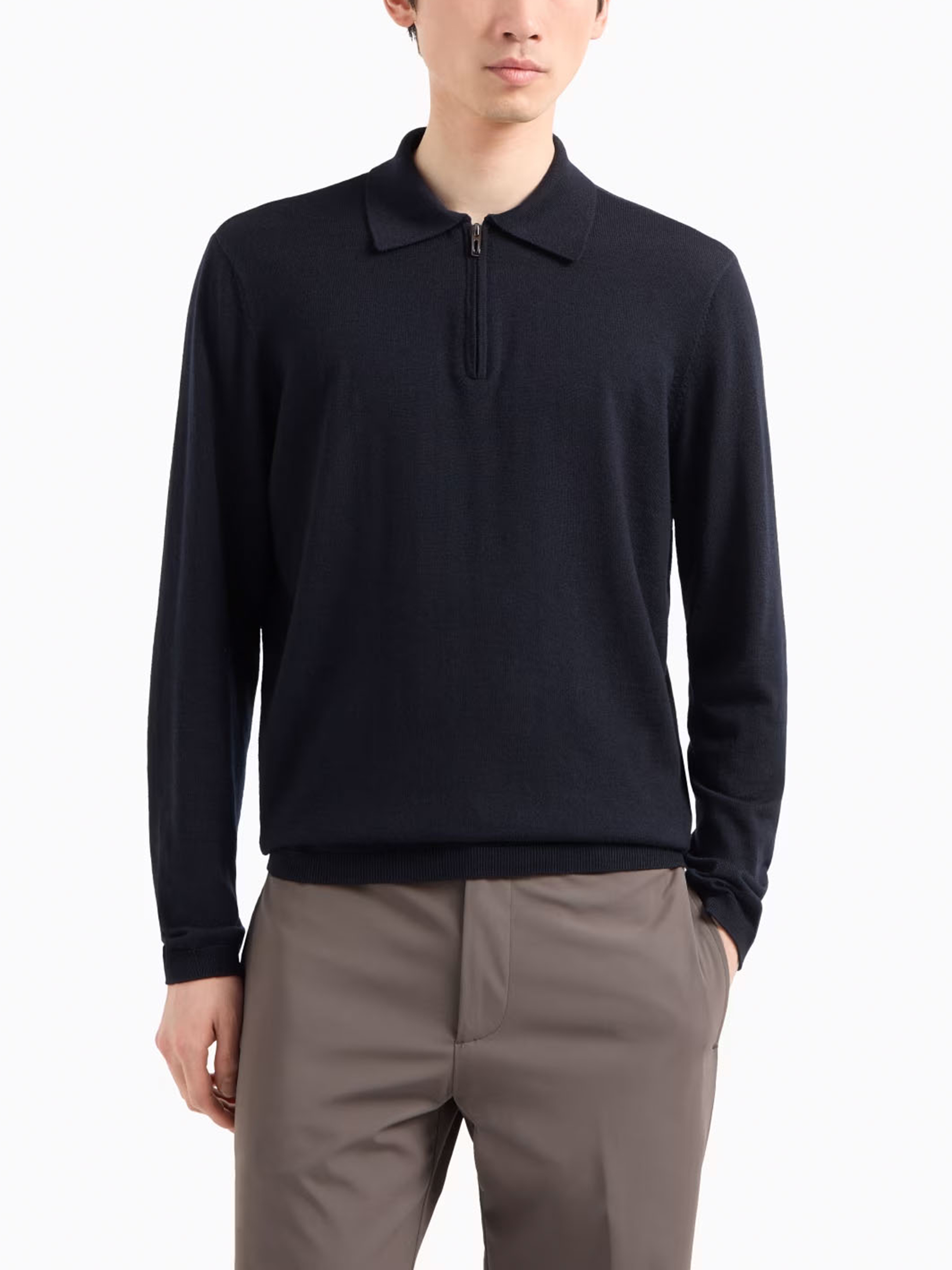 Вовняне Чоловіче Поло Emporio Armani  (5O3276) колір темно-синій