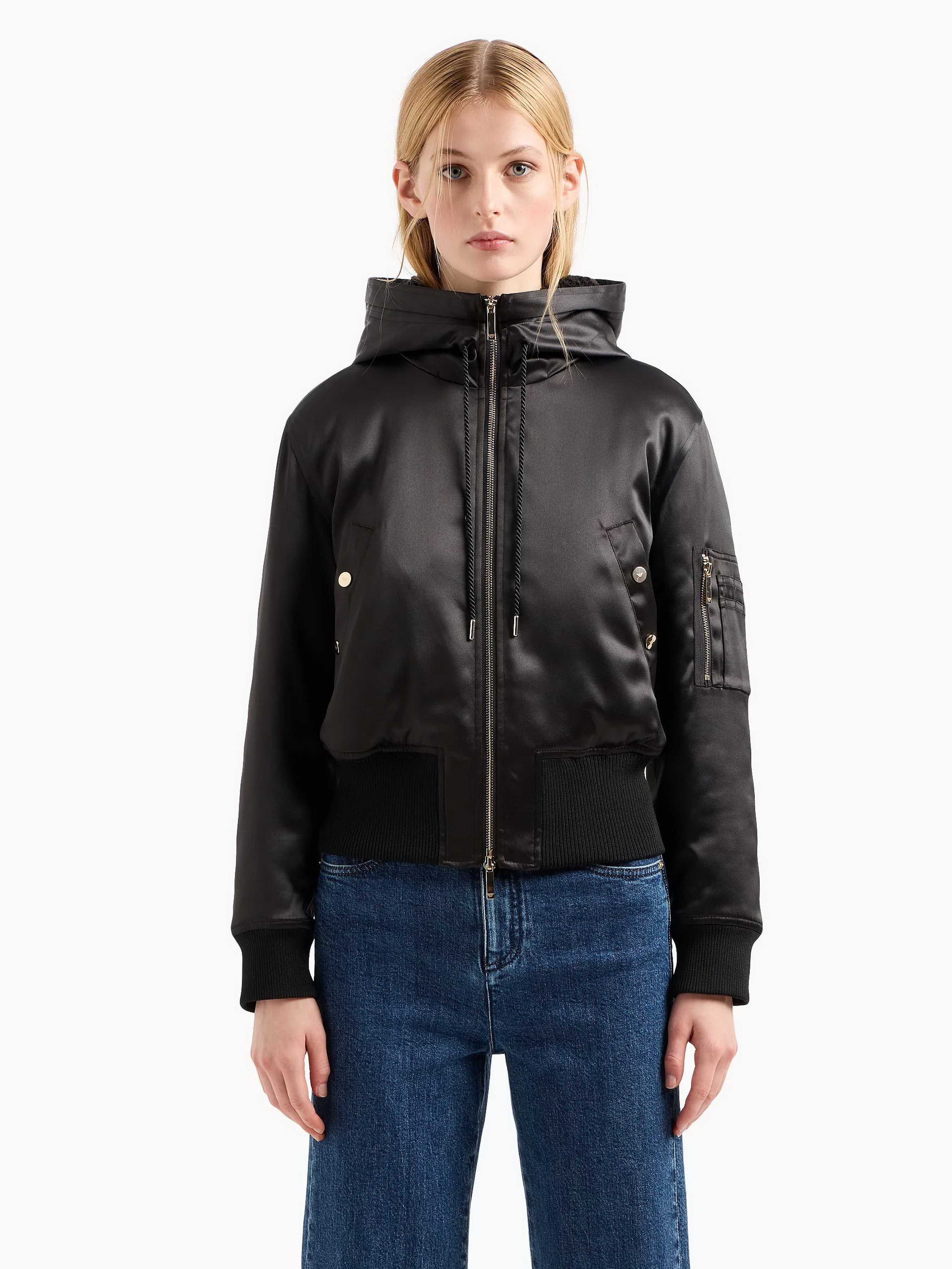 Жіноча Демісезонна куртка Emporio Armani Chinese New Year (5P1660) колір чорний, матеріал поліестер/еластан