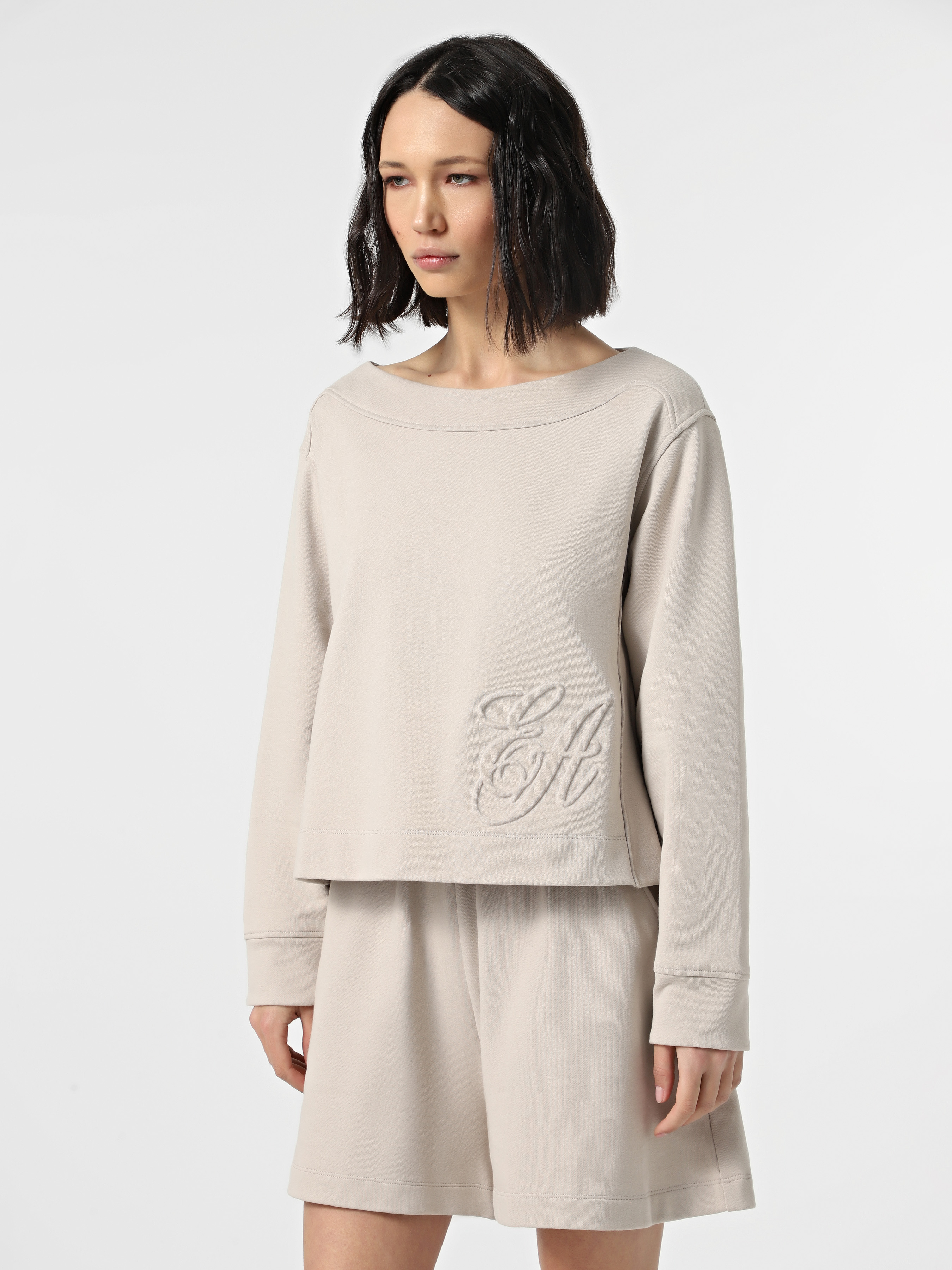 Бавовняний Жіночий Світшот Emporio Armani  (5P1969) колір бежевий