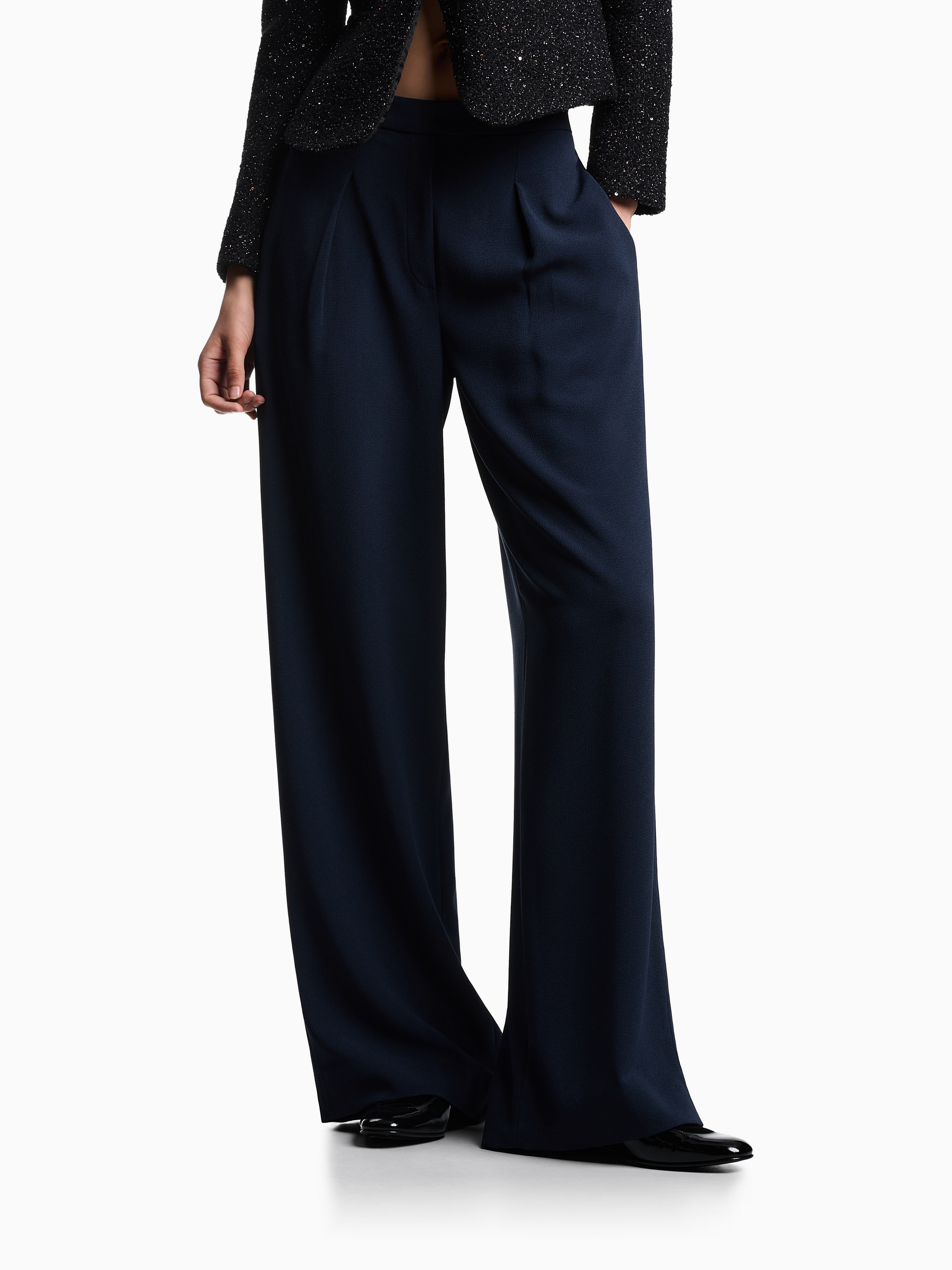 Жіночі Класичні штани Emporio Armani  (5P2107) колір блакитний, матеріал поліестер