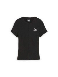 Чорний - Футболка PUMA Classics Ribbed Slim Tee