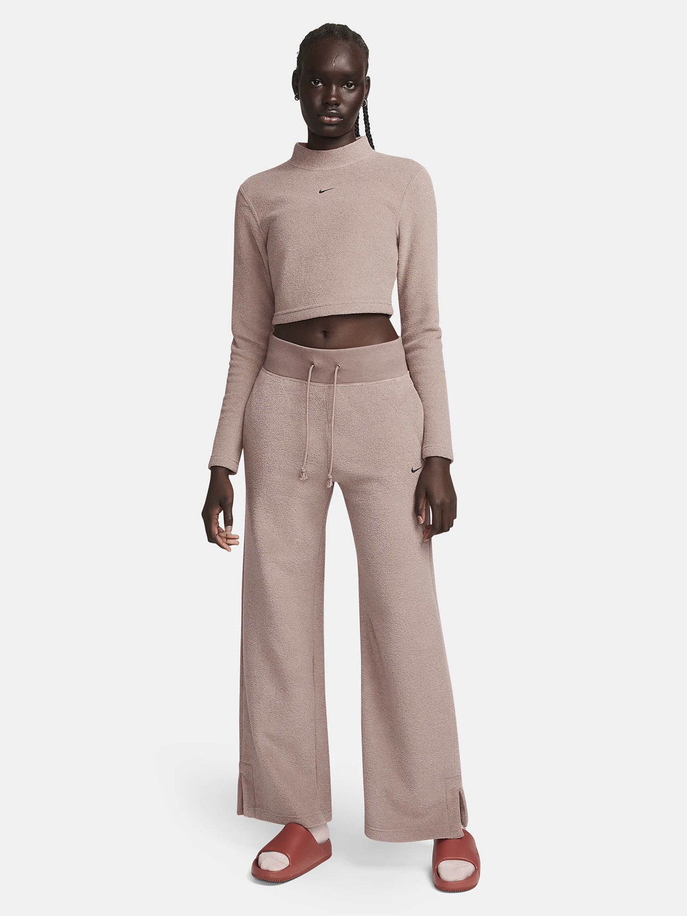 Спортивна кофта NIKE PHNX PLSH LS CROP TOP модель FN3619-208 Фото