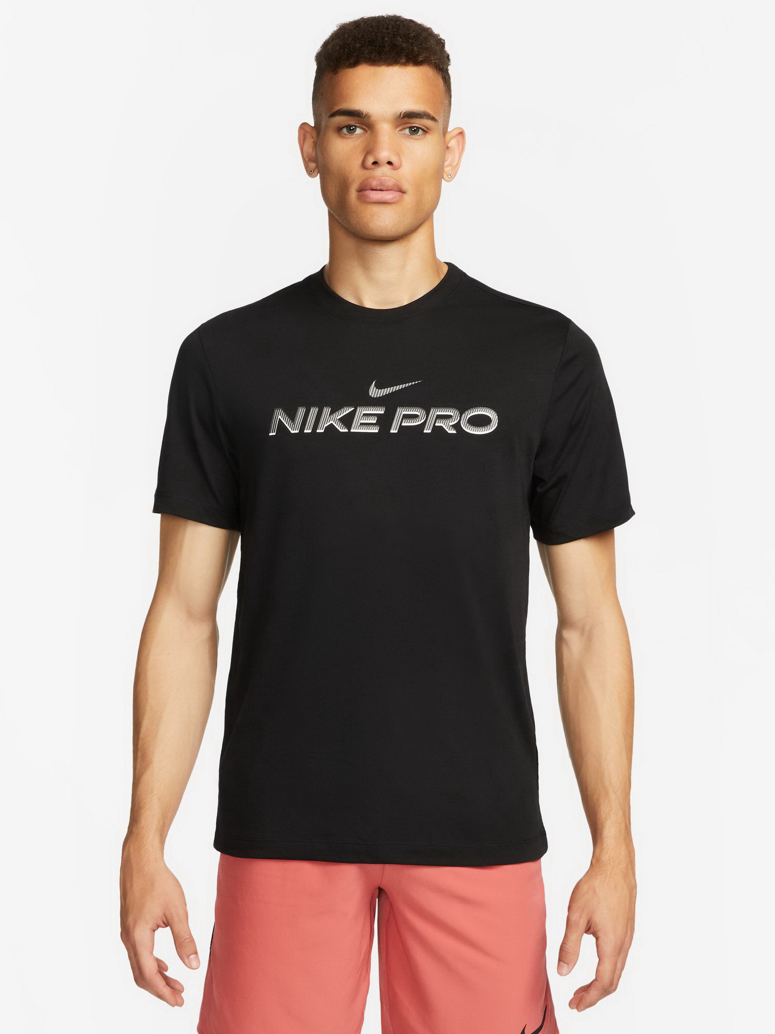 Чоловіча Спортивна футболка NIKE PRO DRI-FIT (6T2396) колір чорний, матеріал поліестер