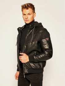 Шкіряна куртка GUESS модель M0YL56-WD330-JBLK Фото