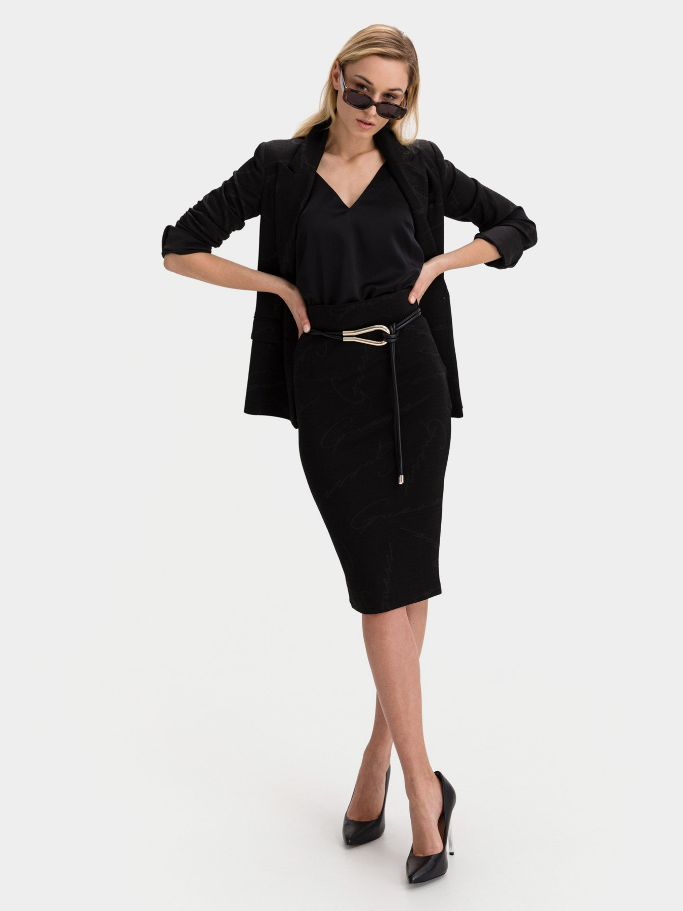 Спідниця міді GUESS модель W1RD89-KAFA2-JBLK Фото