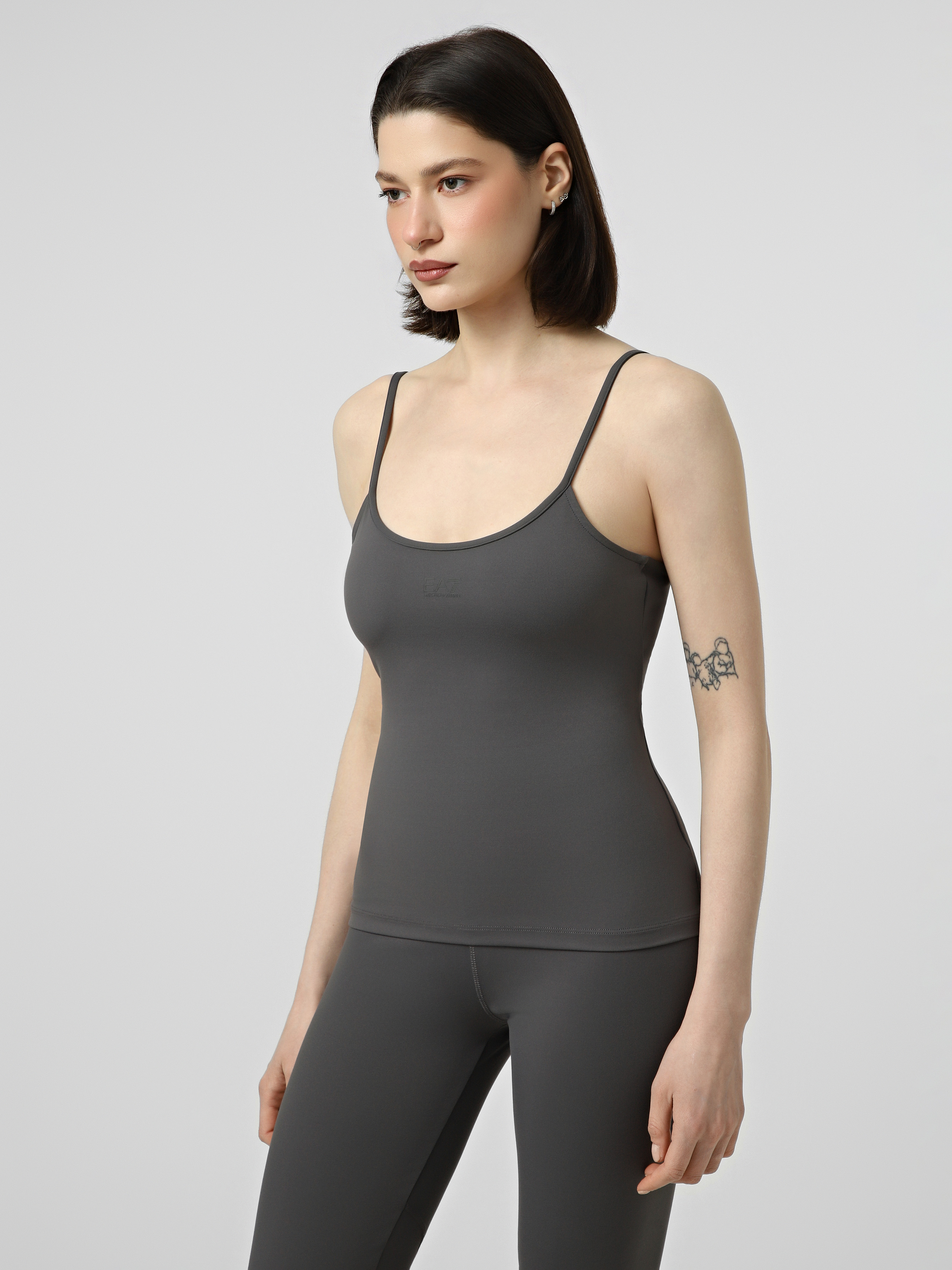 Жіночий Спортивний топ EA7  (7P1152) колір сірий, матеріал поліамід/еластан