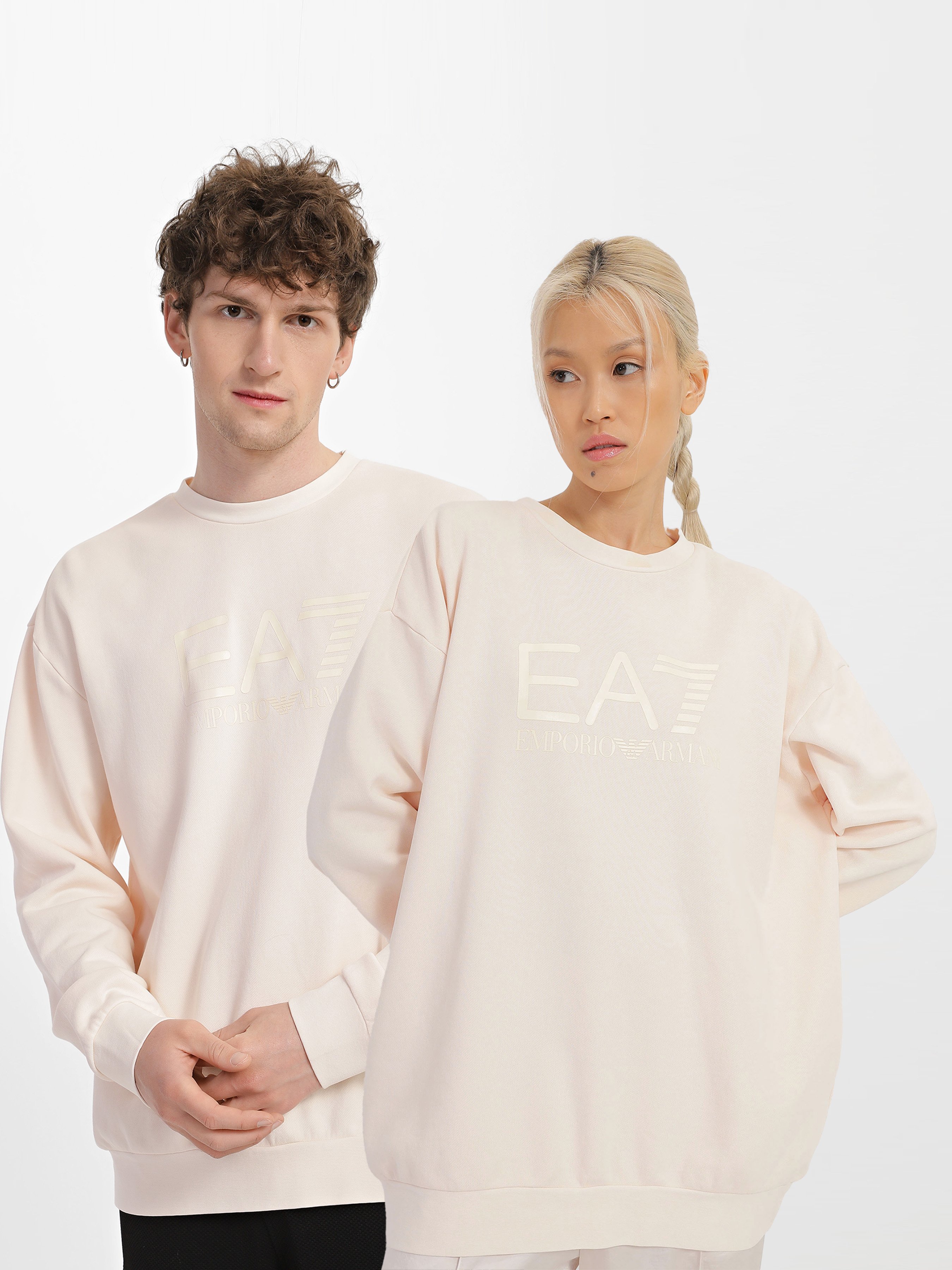 Бавовняний Жіночий Світшот EA7 Unisex Dyed Summer (7P326) колір бежевий