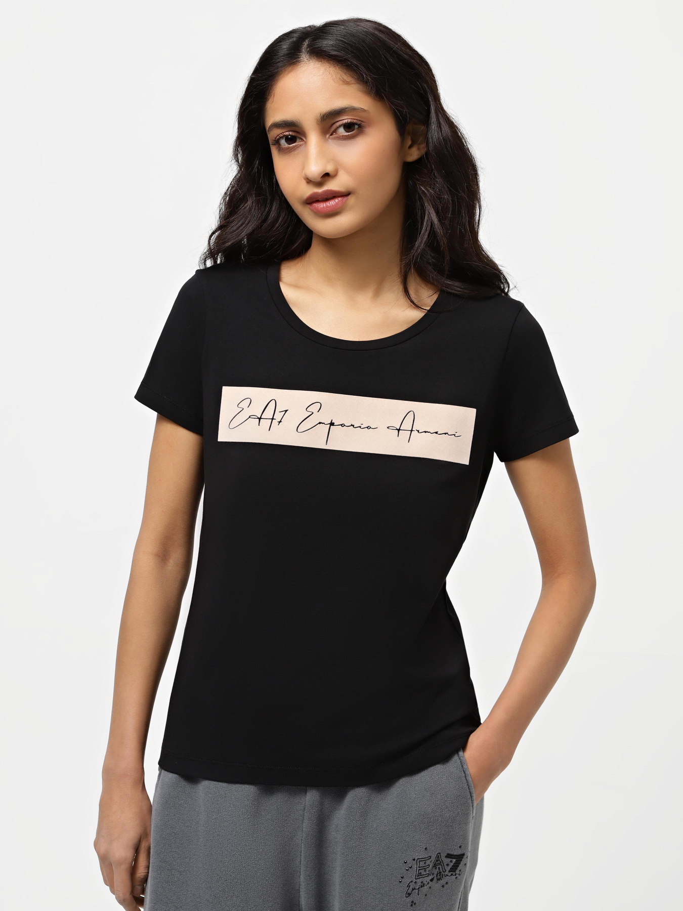 Футболка EA7 Athletic Velour organic cotton-blend модель 6RTT08-TJ6SZ-1200 Фото