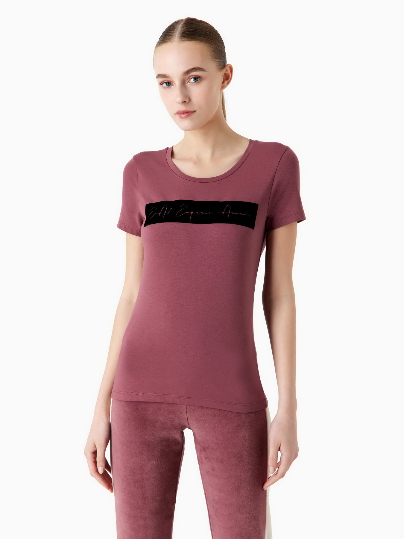 Футболка EA7 Athletic Velour organic cotton-blend модель 6RTT08-TJ6SZ-1420 Футболка EA7 Athletic Velour organic cotton-blend модель 6RTT08-TJ6SZ-1420 Фото