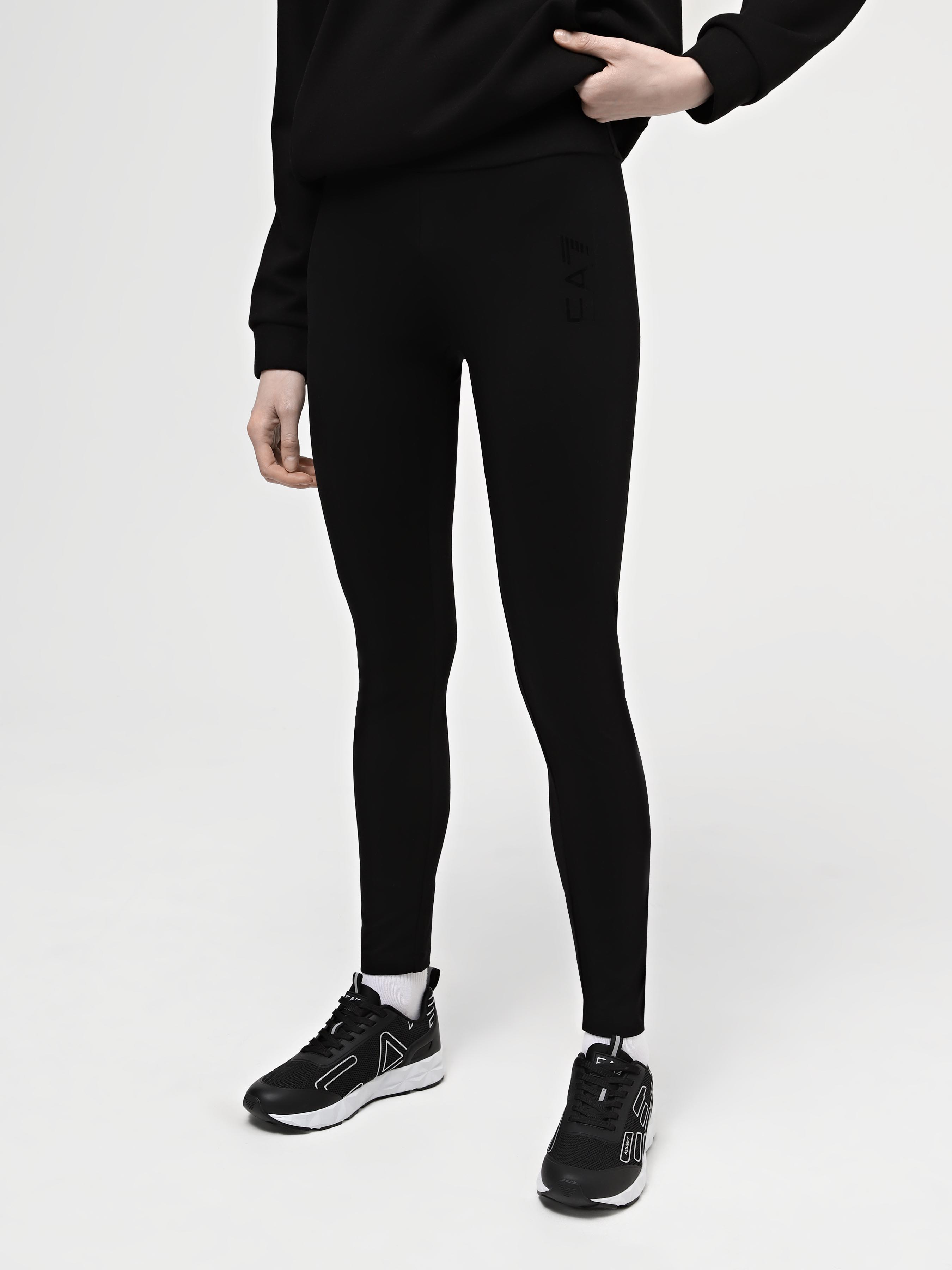 Бавовняні Жіночі Легінси EA7 Logo Series (7P607) колір чорний