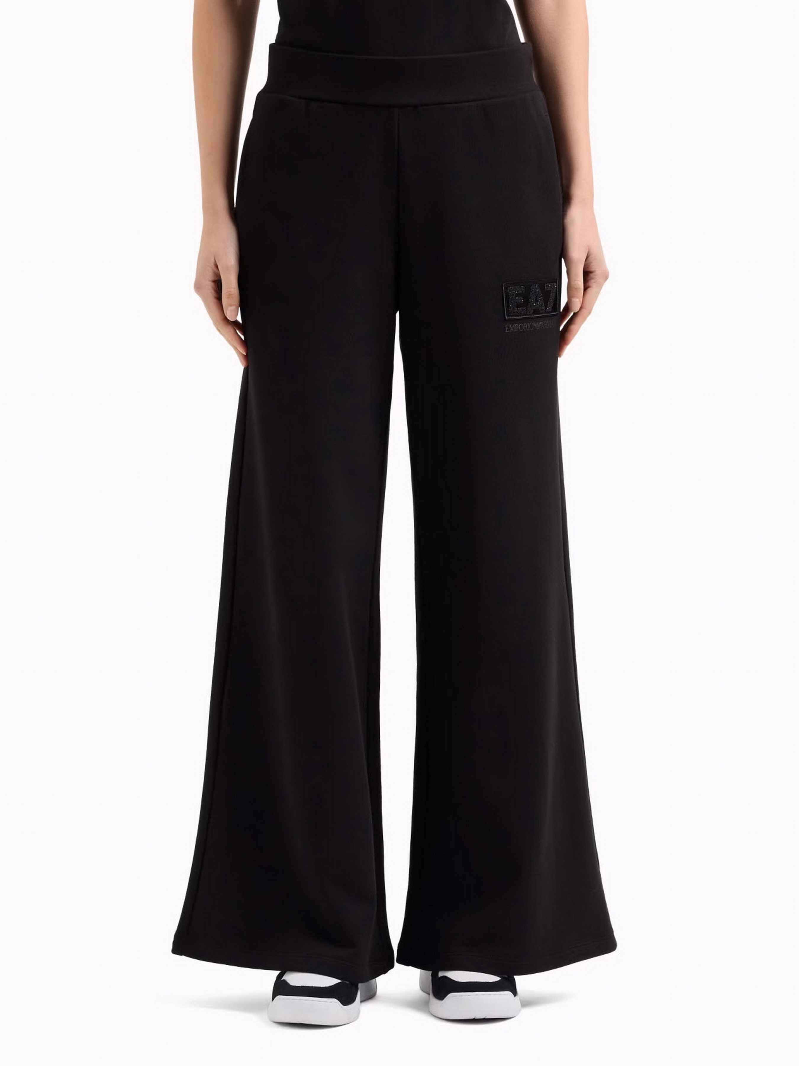 Бавовняні Жіночі Спортивні штани EA7 Logo Series (7P925) колір чорний