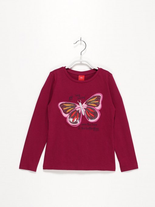 Лонгслів S.Oliver модель 58009312504_т.рожевий комб. Фото