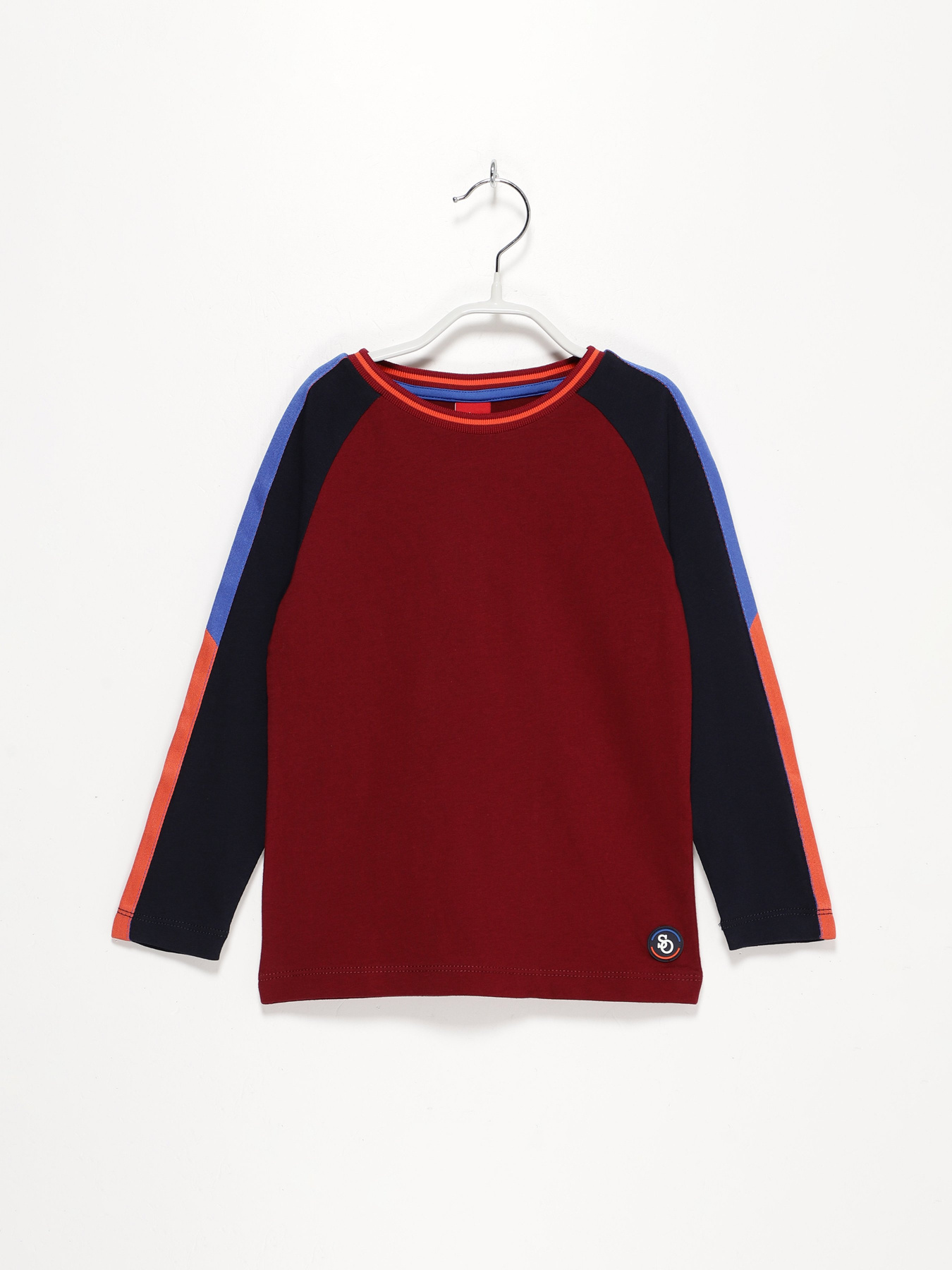 Лонгслив S.Oliver модель 63009312449_бордовий комб. Фото